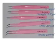 Eyelash Extension Pink Straight or Curved Tweezers - Pick your set of 2