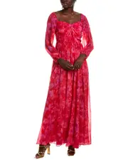 ML Monique Lhuillier Emery Chiffon Maxi Dress