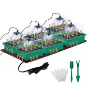 Seed Starter Tray 72 Cells with Grow Light & Heat Mat - 6 Pack