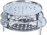 Steamer Rack, Round Stainless Steel Steamer Rack Thicken 8.5" 9.33" 10.11" Inch Diameter Canner Steaming Rack Stand Cooking Ware Food Vegetable Steam Tray for Pressure Cooker Pot (3 Pack)