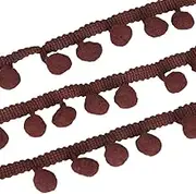 DIY Crafts Pom Ball Fringe Trim Ribbon Sewing Versatile Multiple Colors Available Easy to Polyester Wide Application, Dark Brown