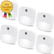 6 Pack Night Light Plug In, White LED Nightlights with Smart Dusk to Dawn Sensor