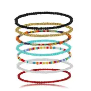 Boho Rice Bead Color Anklet Wedding Anklet Elastic Beach Foot Chain Jewelry