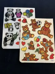 Vintage 80’s BJ Foil Prism Sticker Sheets - Panda & Teddy Bears