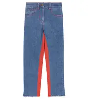 [Stella McCartney Kids] Stella McCartney Kids Logo-tape paneled jeans Y 4 multicoloured