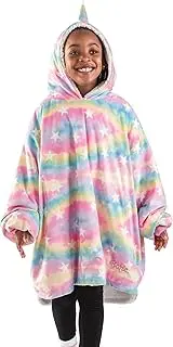 Bare Home Sherpa Fleece Blanket - Oversized Blanket - Adult Size - Warm & Cozy - Soft Plush Blanket - Comfortable Blanket with Two Zipper Pockets (Youth, Unicorn)
