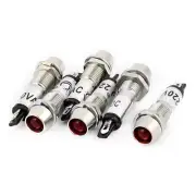 5Pcs AC 220V Red LED Metal Indicator Pilot Dash Light Signal Lamp