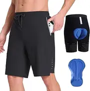 [baleaf] 2 in 1 MTB Cycling Shorts Men's Padded Cycling Shorts Men's Cycling Shorts Outdoor Mountain Bike Cycle Sport 9 Inch Black XL, XL, XL