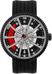 [MERY] Men's Racing-Inspired Mechanical Watch - Japanese Movement, Tire-Textured Strap, Luminous Dial, Brake Caliper Design,Unique Men