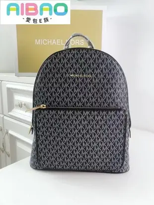 Michael kors MK新款adina系列中號印花雙拉鍊背包雙肩包  學生包 女背包~愛包E族