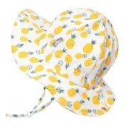 NEW Jan&Jul Baby Kids Wide Brim 50+ UPF Sun-Hat Cotton Floppy Pineapple
