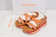 NIB See By Chloe Ysee Sandal Crisscross Flatform Tan Light Brown Size 38EU/US 8