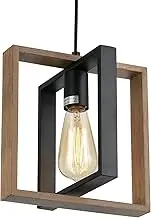 Industrial Small Pendant Light Dining Table, Farmhouse Kitchen Island Pendant Lamp with Cable, Wood + Metal, 1-Bulb E27 Pendant Light for Dining Room, Bedroom, Hallway, Entrance Area, 24 cm Pendant Light
