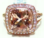 7.40CT 14K Gold Natural Morganite White Diamond Vintage Halo Engagement Ring