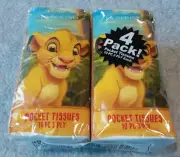The Lion King 4 Packs (10/Each)of Pocket Tissues 3 Ply NEW SEALED