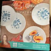 Pioneer Women Appetizer/Dessert Plates Blue Flower, Corelle Brand