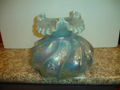 FENTON BLUE PAISLEY CARNIVAL HAND PAINTED Student Lamp SHADE, NEW LABEL