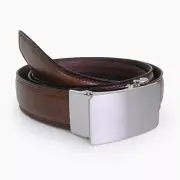 Men’s Automatic Buckle Ratchet Leather Belt - Brown [Size 30-46]