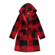 Wonder Nation Boys Red Check Robe-Small 6/7-NWT