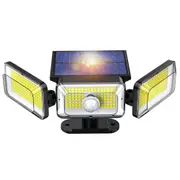 3 Head 368 LED Solar Motion Sensor Light Outdoor Garden Wall Security Flood Lamp