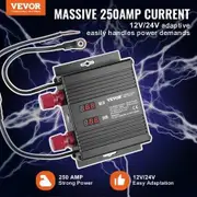 Dual Battery Smart Isolator, 250 AMP, Universal VSR Voltage Sensitive Relay Battery Isolator Intelligent with LCD Screen, for Car Truck ATV RV Battery Starter Controller Power Switch