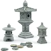 Sdeetesamjun Miniature Fairy Garden Decoration Set,3 Japanese Lantern,10 Stepping Stone Mini Fairy Decor for Garden & Patio Micro Landscape Yard Bonsai Decoration