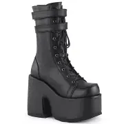 Pleaser Demonia Lace-Up Ankle Boot Metal Back Zip Hologram Adult Women Cam2 sz 9