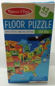 Melissa And Doug USA Map Giant Cardboard Floor Puzzle 42 Pieces/New