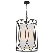Black Dover 45 Pendant Lights Modern Lantern Fabric Shade Ceiling Telbix Lighting
