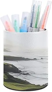 Pen Holder,Seaside Golf Course Printed Office Pen Holder,acrylic Pen Holder,pencil Holder,round Pen Holder
