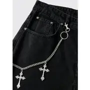 Mens Silver Multi Large Cross Jean Chain
