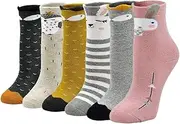 [PUTUO] Girls Socks Thick Thermal Socks Kids Winter Warm Socks, Boys Thick Socks Novelty Socks Girls Animal Pattern Christmas Socks for 2-11 Years Kids, 5/6 pairs