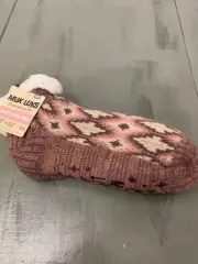 MUK LUKS Women's Shortie Cabin Socks Mauve Size L/XL (8/10)