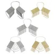 Women Shining Crystal Body Chain Top Metallic Rhinestones Detail Fringe Trim