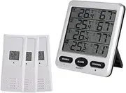 Hygrometer Thermometer with 3 Sensors 10 Wireless Temp Humidity Wall Mountable for Home Office Warehouse