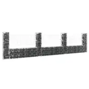 NNEVL U-shape Gabion Basket with 4 Posts Iron 380x20x100 cm