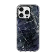 iPhone 16 Pro Clear Case MagSafe Compatible Blue Stone Marble