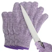 Cut Resistant Gloves, 3 Pair Level 5 Protection Large Cutting Gloves, Purple