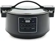 GreenPan 8QT Locking Lid Slow Cooker, Ceramic Nonstick PFAS-Free Removeable Bowl, Silicone & Glass Rim, Travel Friendly, Multi-Cooker, Stovetop Searing & Oven Safe 400°F Dishwasher Safe Parts,Graphite