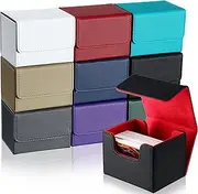 Vicenpal 10 Pieces Leather Deck Game Card Box Magnetic Card Game Case for 100 Plus Gaming Storage Containers Compatible with MTG Deck Boxes,10 Colors