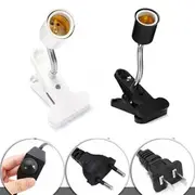 10CM E27 Flexible Bulb Adapter Lampholder Socket with Clip Dimming Switch EU US Plug for Pet Light EU PLUG BLACK