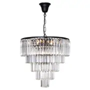 Celestial 49cm 10 Light 5 Tier Crystal Glass Chandelier, Black