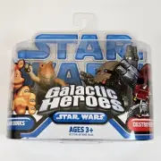 STAR WARS DESTROYER DROID & JAR JAR BINKS GALACTIC HEROES FIGURE SET MOSC 2008