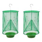 Ranch Fly Trap with Bait Tray, Reusable Fly Trap Fly Catcher Cage for Indoor or Outdoor (2Pack)
