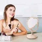 1PC Desk Vanity Mirror with Stand Double- Sided Magnifying Makeup Mirror Heart-