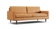CRATE AND BARREL Petrie Sofa Slipcover Bycast & Vegan Leathers Savannah Saddle