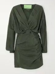 [GAUGE81] GAUGE81 - Asuka Silk-satin Mini Dress - Army green - EU 40 EU 40 Green