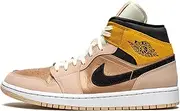 [Nike] Women's WMNS Air Jordan 1 Mid Se Particle Beige, Particle Beige/Black, 7W