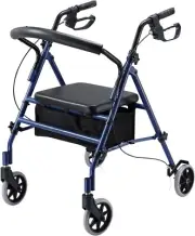 Genki Heavy Duty Rollator Walker with Seat Basket, Foldable Rolling Walker Suppo