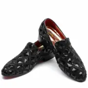 Mens Slip On Pointy Toe British Sequined British Formal Moccasin-gommino Shoes